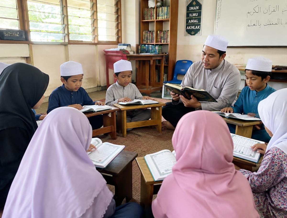Students learning Iqra in class